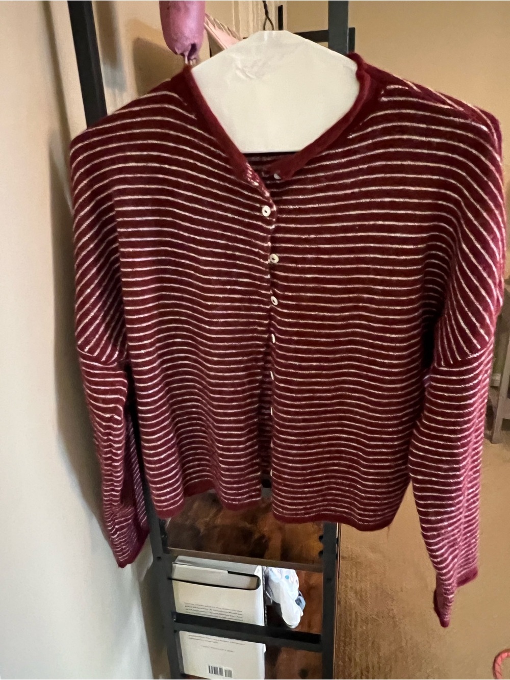 Striped Maroon and White Women's Sweater